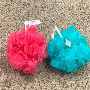 Equate body sponge;pink and tealish blue
